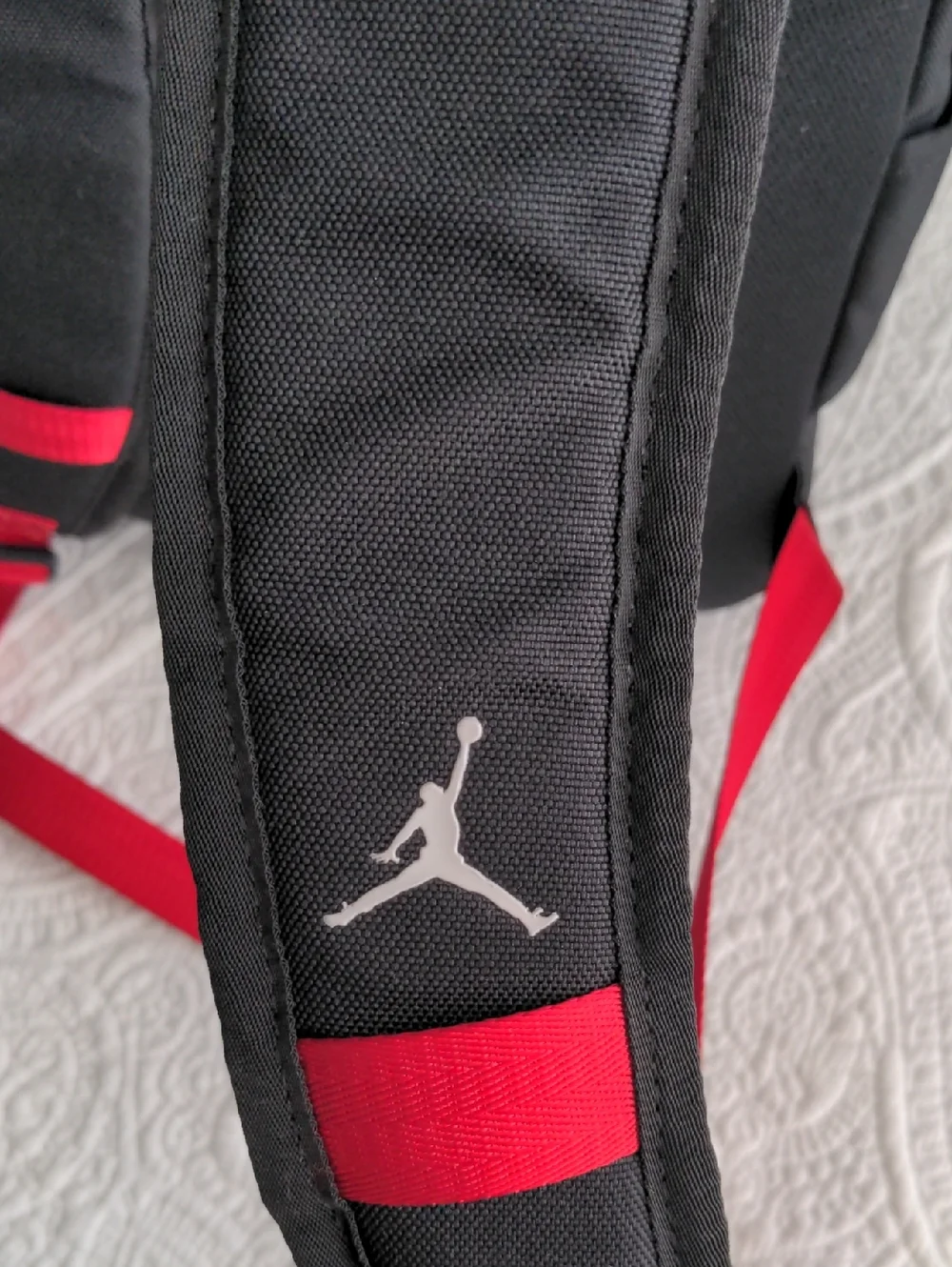 Jordan Patrol Black Backpack with White and Red Accents